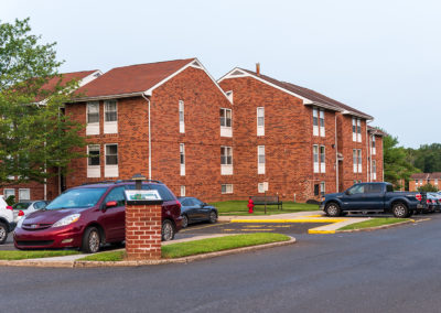 Exterior view of residential buildings at Creekside in Bensalem